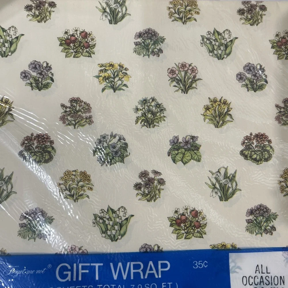 12 Packs of  Vintage Gift Wrapping Paper Forget Me Not Botanical Cottagecore